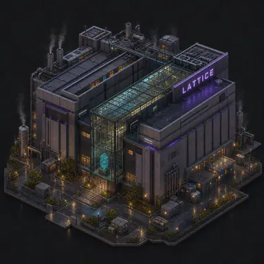 Isometric pixel-art headquarters of Lattice
