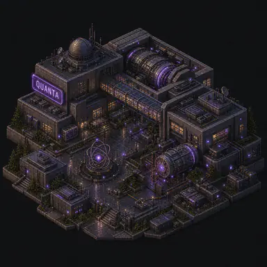 Isometric pixel-art headquarters of Quanta