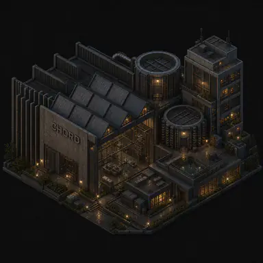 Isometric pixel-art headquarters of Chord