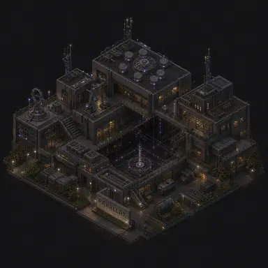 Isometric pixel-art headquarters of Parallax