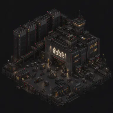 Isometric pixel-art headquarters of Rook