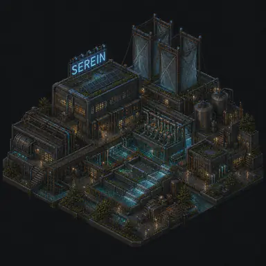 Isometric pixel-art headquarters of Serein