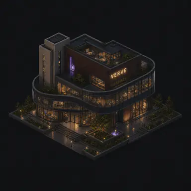 Isometric pixel-art headquarters of Verve