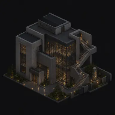 Isometric pixel-art headquarters of Quoin