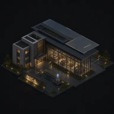 Isometric pixel-art headquarters of Mica