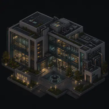 Isometric pixel-art headquarters of Nerve
