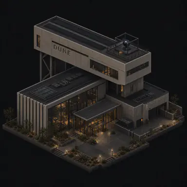 Isometric pixel-art headquarters of Dune