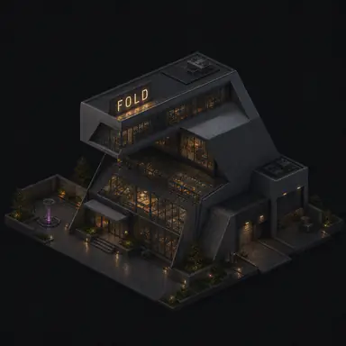 Isometric pixel-art headquarters of Fold