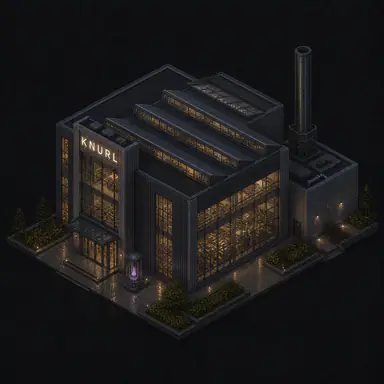 Isometric pixel-art headquarters of Knurl
