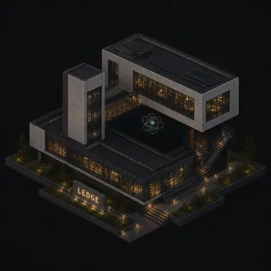 Isometric pixel-art headquarters of Ledge