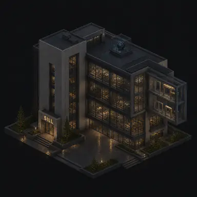 Isometric pixel-art headquarters of Sill