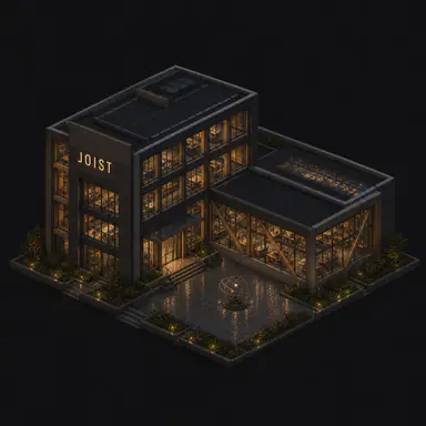 Isometric pixel-art headquarters of Joist