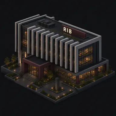 Isometric pixel-art headquarters of Rib