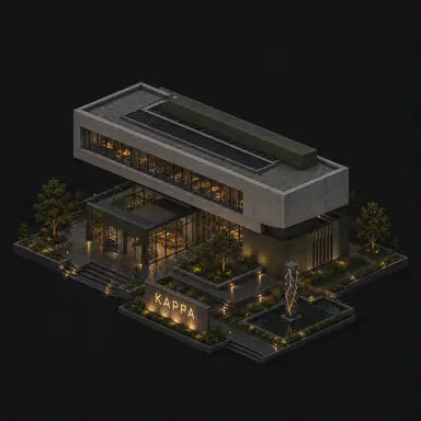 Isometric pixel-art headquarters of Kappa