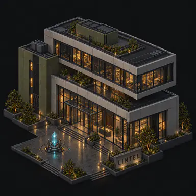 Isometric pixel-art headquarters of Lintel