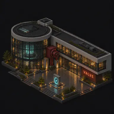 Isometric pixel-art headquarters of Valve