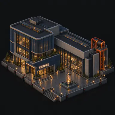 Isometric pixel-art headquarters of Kedge