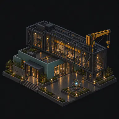 Isometric pixel-art headquarters of Davit