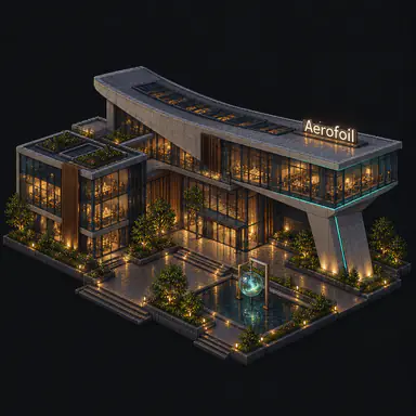 Isometric pixel-art headquarters of Aerofoil